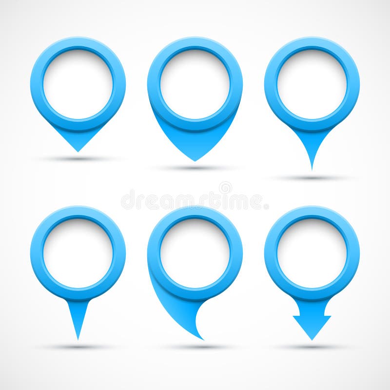 Vector illustration of set of blue circle pointers 3D. Vector illustration of set of blue circle pointers 3D