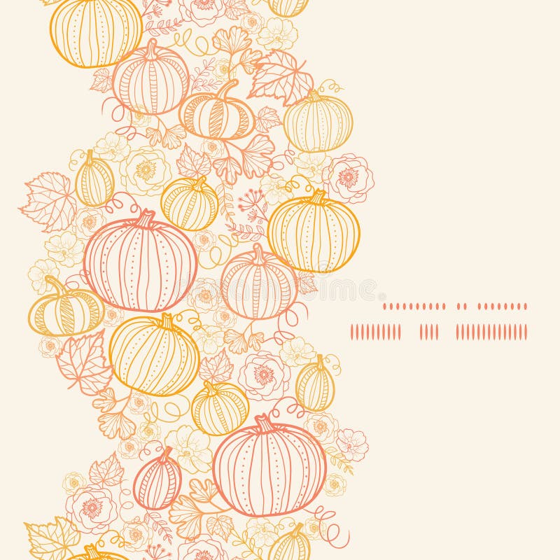 Vector thanksgiving line art pumkins vertical frame seamless pattern background graphic design. Vector thanksgiving line art pumkins vertical frame seamless pattern background graphic design