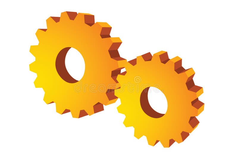 Illustrated golden gear wheel in white background, vector. Illustrated golden gear wheel in white background, vector