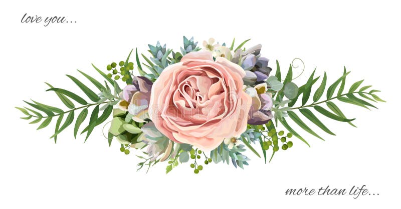 Διανυσματικό floral σχέδιο ανθοδεσμών: ρόδινο lavender ροδάκινων κήπων αυξήθηκε wa διανυσματική απεικόνιση