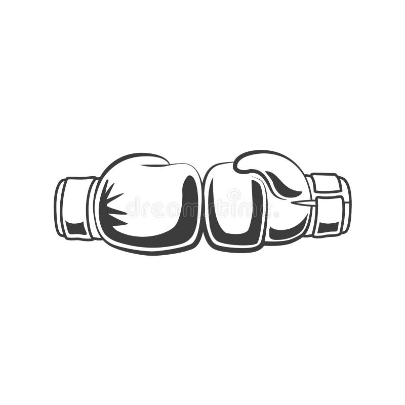 Vector boxing two gloves bunching each other black and white monochrome icon. Isolated illustration on a white background. Fighting competition sport symbol. Vector boxing two gloves bunching each other black and white monochrome icon. Isolated illustration on a white background. Fighting competition sport symbol.
