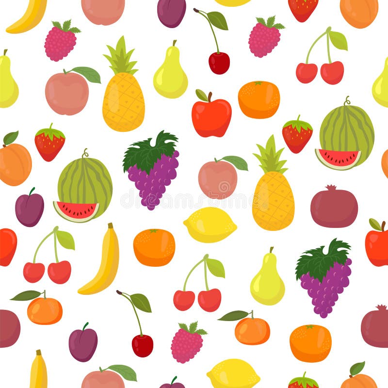 Vector seamless pattern with fruits. Healthy food. Vector illustration. Vector seamless pattern with fruits. Healthy food. Vector illustration