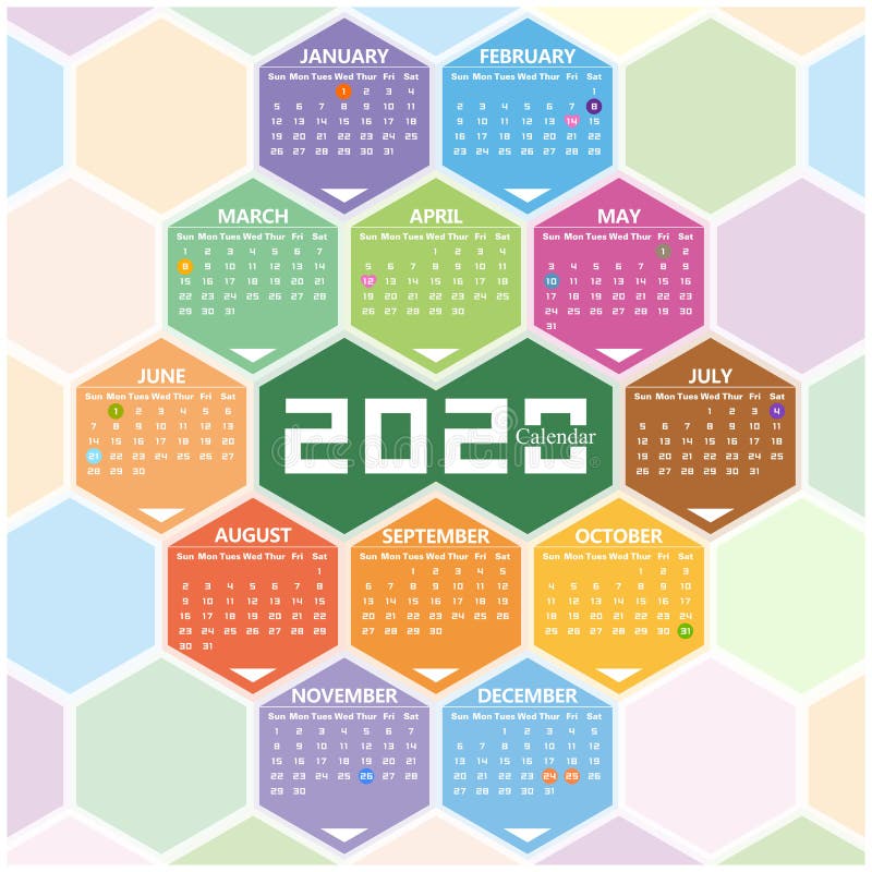 Διανυσματικό έτος ημερολογίου του 2020 με το hexagon υπόβαθρο απεικόνιση αποθεμάτων