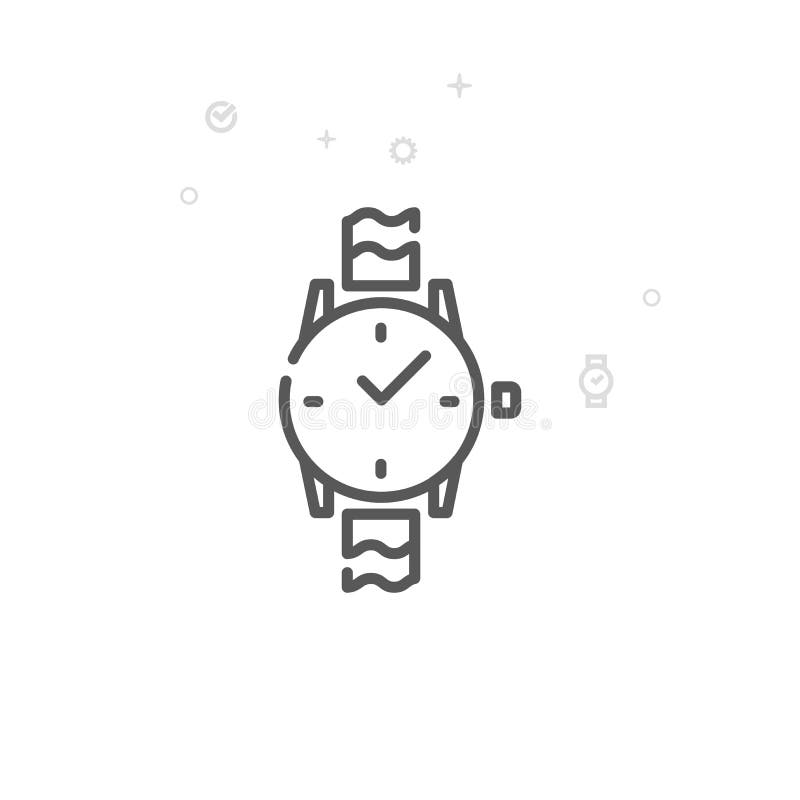 Διανυσματικό εικονίδιο γραμμών Wristwatch, σύμβολο, εικονόγραμμα, σημάδι Ελαφρύ αφηρημένο γεωμετρικό υπόβαθρο Κτύπημα Editable απεικόνιση αποθεμάτων