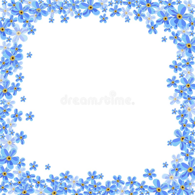 Διανυσματικό πλαίσιο με τα μπλε forget-me-not λουλούδια ελεύθερη απεικόνιση δικαιώματος