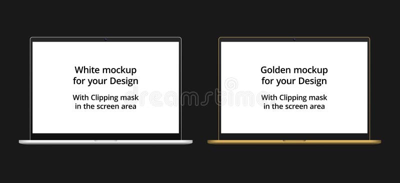 Διανυσματικό πρότυπο lap-top, άσπρος και χρυσός ελεύθερη απεικόνιση δικαιώματος