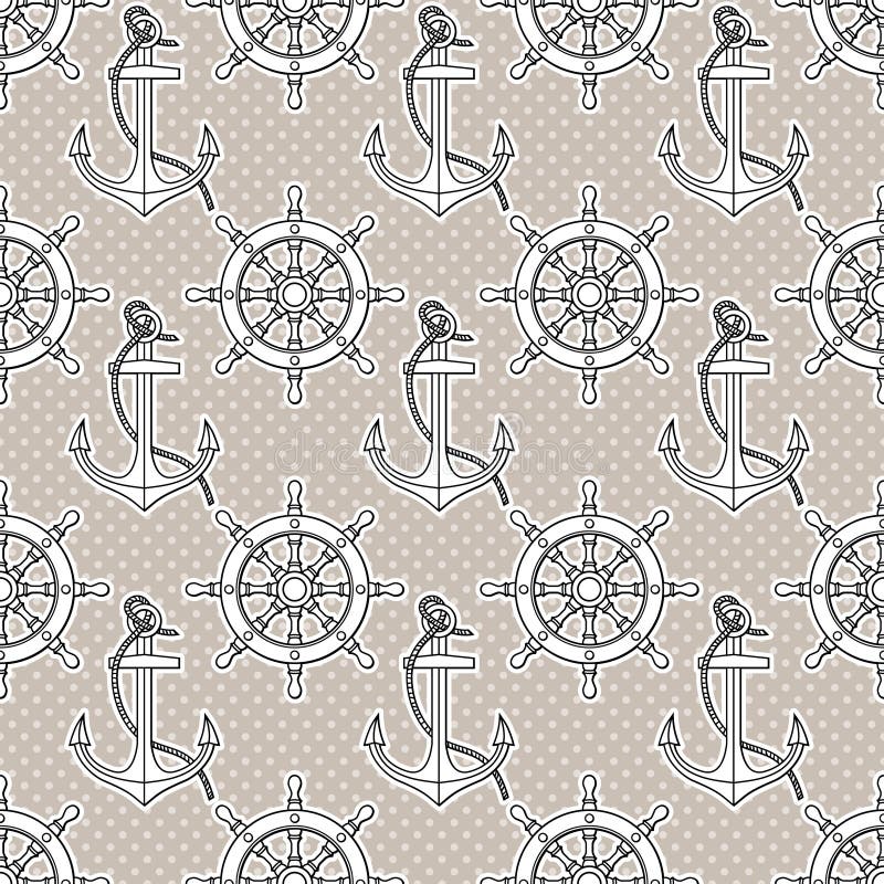 Vector pattern with anchors, lifebuoies, ships wheels, compasses. Vector pattern with anchors, lifebuoies, ships wheels, compasses.