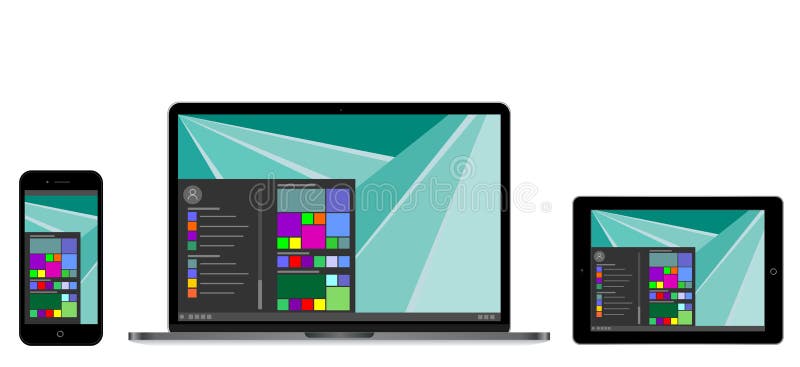 Διανυσματικό σύγχρονο lap-top απεικόνισης, τηλέφωνο, ταμπλέτα ελεύθερη απεικόνιση δικαιώματος