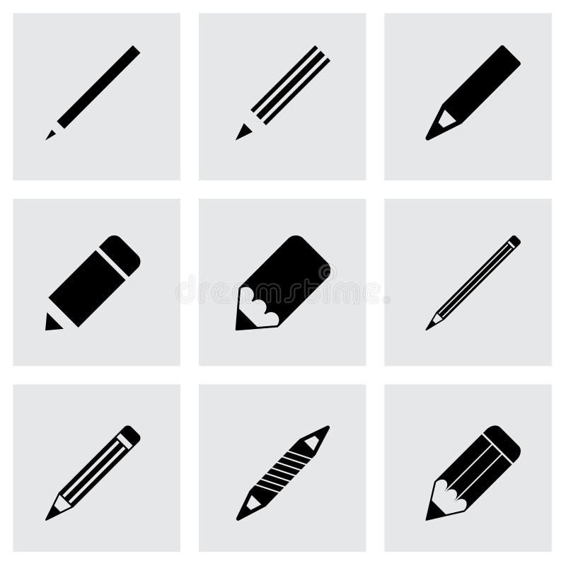 Vector pencil icon set on grey background. Vector pencil icon set on grey background