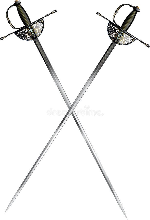 Two crossed ornate saber. Raster and Vector. Two crossed ornate saber. Raster and Vector