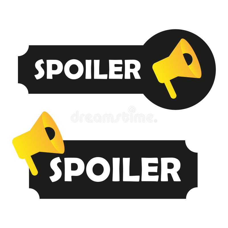 Διαφημιστικό μήνυμα SPOILER. Εικονίδιο κίτρινου μεγάρου. Σκούρος πίνακας προειδοποίησης. Σύμβολο ειδοποίησης διανύσματος. ελεύθερη απεικόνιση δικαιώματος