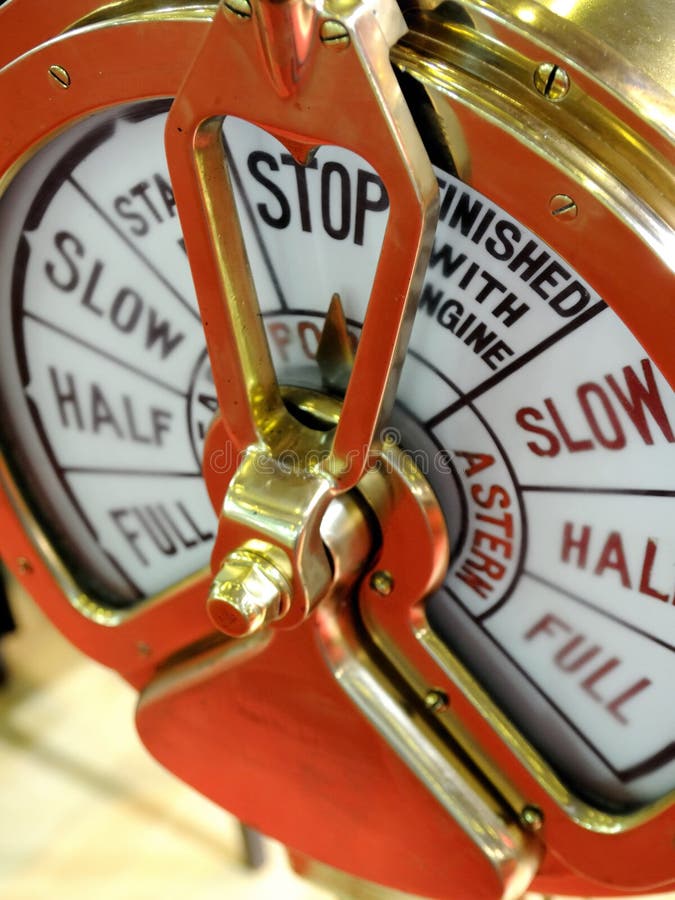 Old power indicator for ship showing stop. Old power indicator for ship showing stop