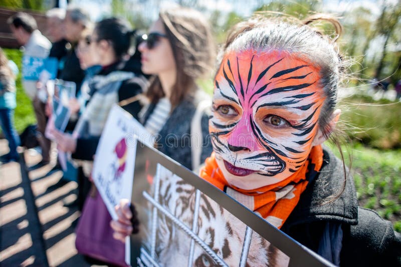 Διεθνής ημέρα τσίρκων Τα ενεργά στελέχη διαμαρτυρήθηκαν ενάντια στην εκμετάλλευση τα ζώα στοκ φωτογραφίες Διεθνής ημέρα τσίρκων Τα ενεργά στελέχη διαμαρτυρήθηκαν ενάντια στην εκμετάλλευση τα ζώα στοκ φωτογραφίες