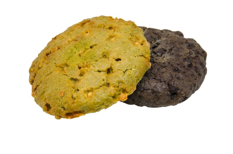 Διπλό μπισκότο σοκολάτας και oatmeal στο άσπρο ψαλίδισμα υποβάθρου στοκ εικόνα με δικαίωμα ελεύθερης χρήσης