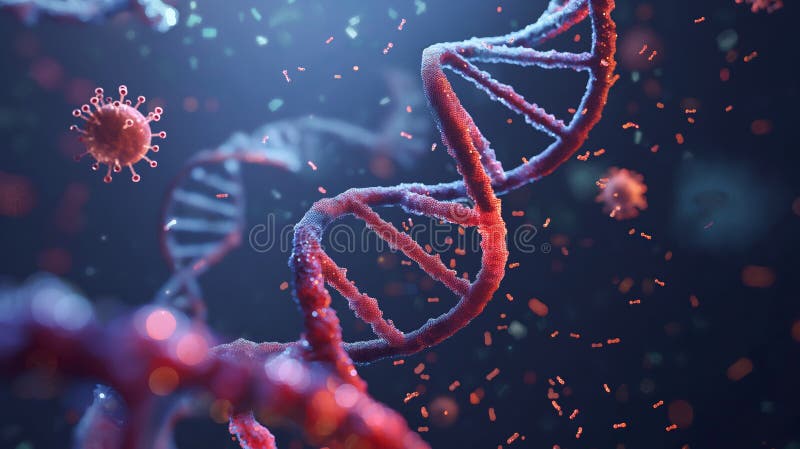 διπλή έλικα dna και κορονοϊός σε μπλε φόντο θολώματος όπως μικροσκόπιο προβολή 169 ταπετσαρία ελεύθερη απεικόνιση δικαιώματος