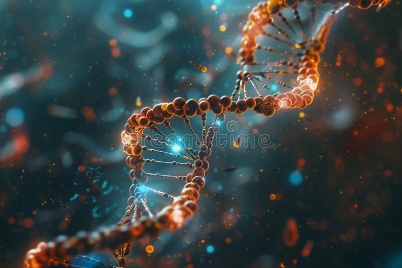 διπλή ελίξη dna με λάμψη στο φόντο θολώματος, όπως η μικροσκόπιο προβολή ταπετσαρίας 169 ελεύθερη απεικόνιση δικαιώματος
