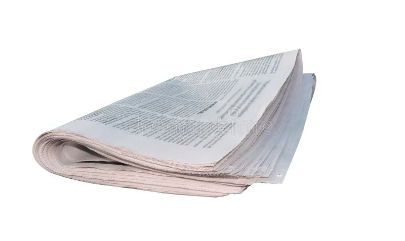 Newspaper folded and isolated by a clipping path over a white background. Newspaper folded and isolated by a clipping path over a white background