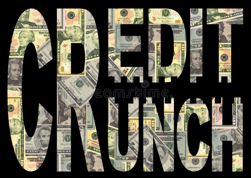 Credit Crunch text with American dollars background. Credit Crunch text with American dollars background