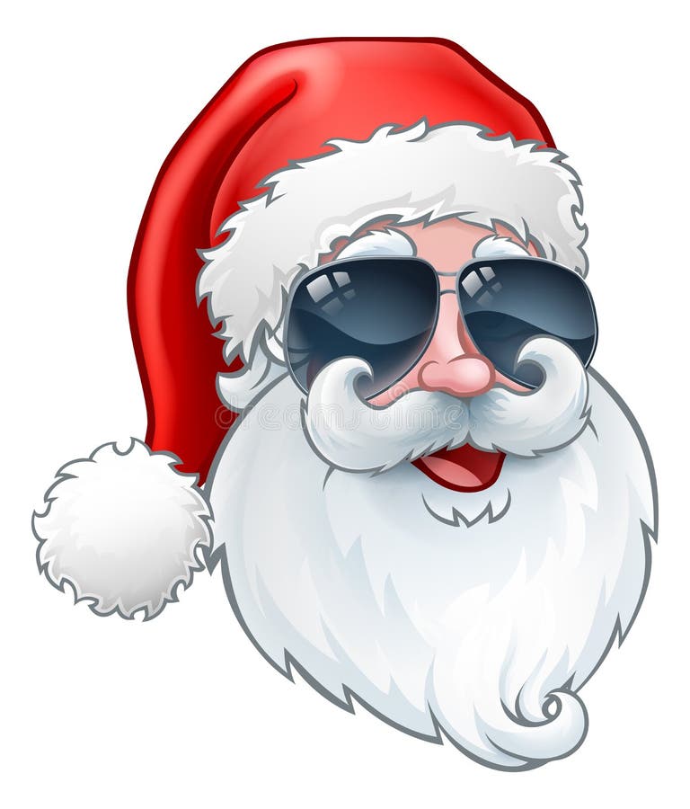 Cool Santa Claus Christmas cartoon character in shades or sunglasses. Cool Santa Claus Christmas cartoon character in shades or sunglasses