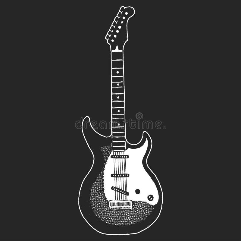 Black and white electric guitar set on white background. Isolated stylish art. Modern grunge and rock style. Noir style. Black and white electric guitar set on white background. Isolated stylish art. Modern grunge and rock style. Noir style.