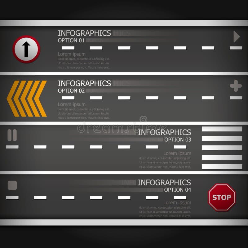 Δρόμος οδών & επιχείρηση Infographics σημαδιών απεικόνιση αποθεμάτων Δρόμος οδών & επιχείρηση Infographics σημαδιών απεικόνιση αποθεμάτων