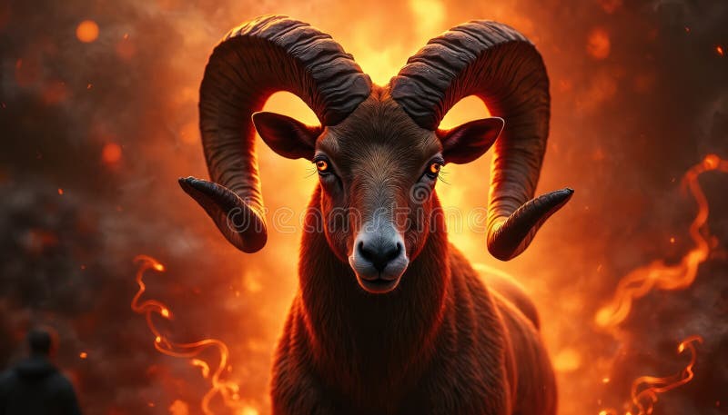 δυναμικό σύμβολο ζωδιακής εικόνας Aries. Πυροτεχνουργός με πρωτοποριακή ενέργεια σε εκπληκτική καλλιτεχνική σύνθεση. Σύμβολο πυρκα ελεύθερη απεικόνιση δικαιώματος
