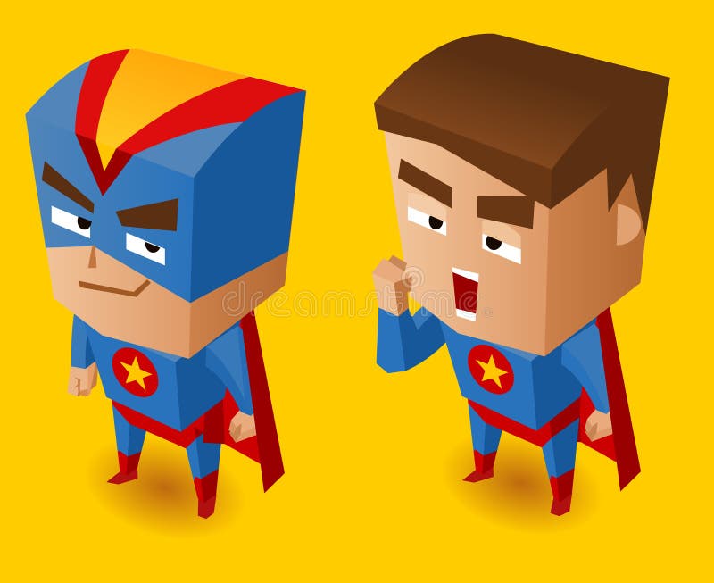 Two Blue superheroes. Vector Illustration. Two Blue superheroes. Vector Illustration