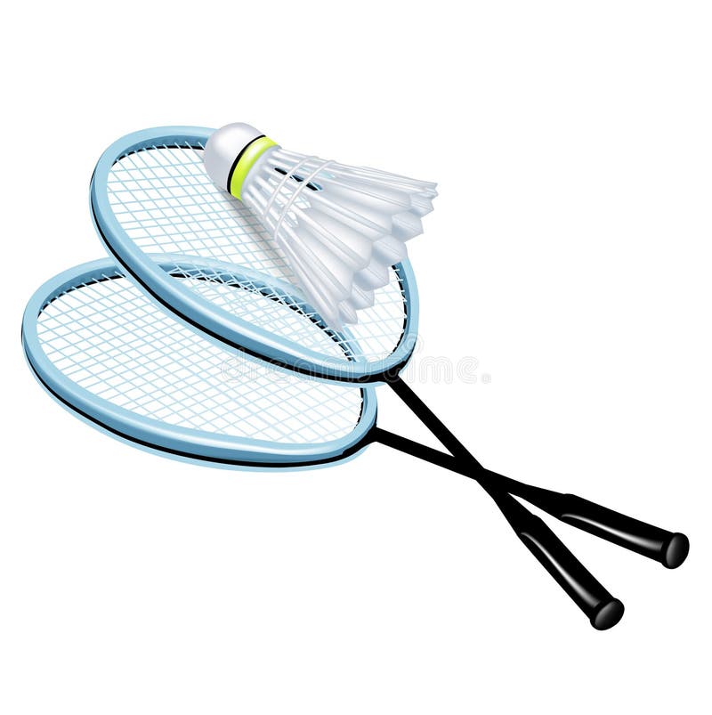 Two rackets and badminton shuttlecock isolated. Two rackets and badminton shuttlecock isolated