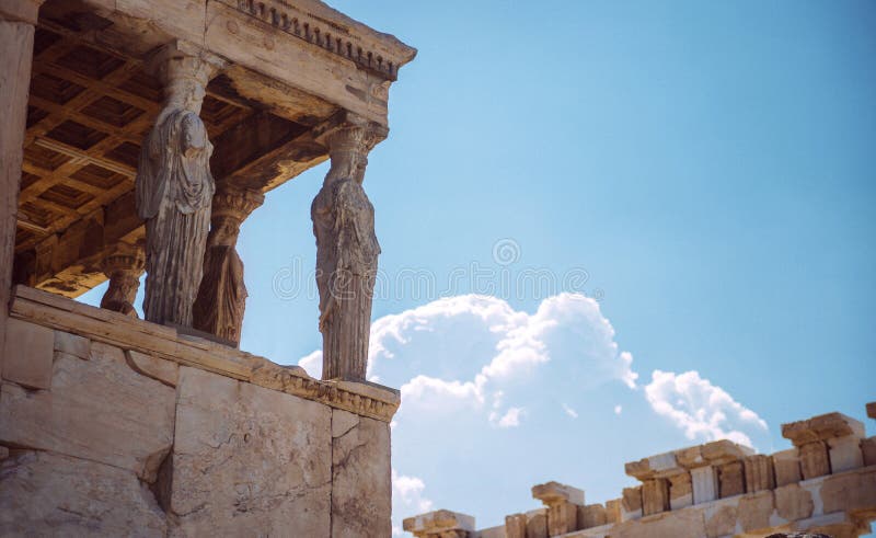 Ελλάδα, Αθήνα, το αρχαίο μέρος Caryatides στοκ εικόνες