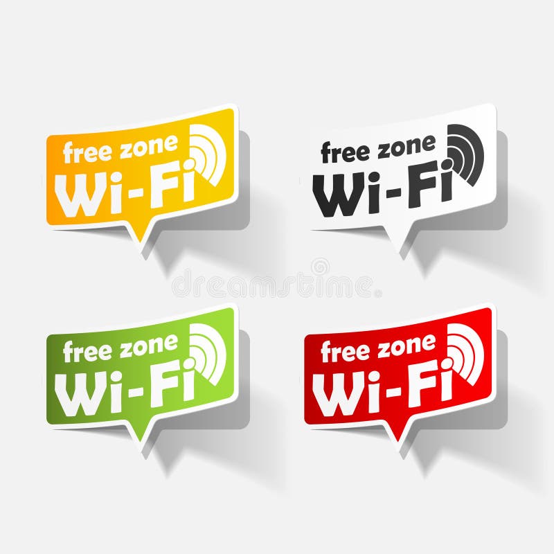 Ελεύθερη ζώνη WI-Fi, αυτοκόλλητη ετικέττα απεικόνιση αποθεμάτων