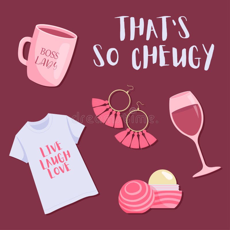 είναι τόσο cheugy. συνθήματα σχετικά με την cheuglife. σετ υλικού : μπλουζάκι ποτήρι κρασί σκουλαρίκια. απεικόνιση αποθεμάτων