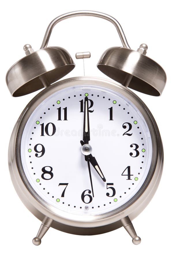 Analog clock showing 5pm or 5am signaling the start or end of the day. Analog clock showing 5pm or 5am signaling the start or end of the day