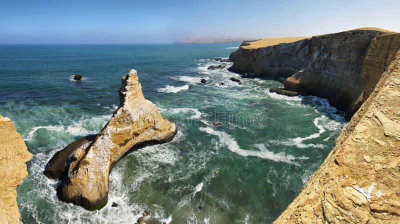 Εθνική επιφύλαξη Paracas, Ica περιοχή, παράλια Ειρηνικού του Περού στοκ εικόνες