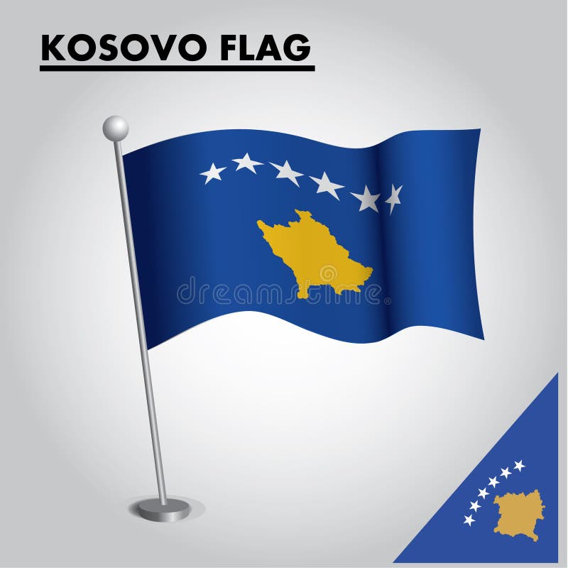 Εθνική σημαία σημαιών ΚΟΣΟΒΟΥ ΚΟΣΟΒΟΥ σε έναν πόλο απεικόνιση αποθεμάτων Εθνική σημαία σημαιών ΚΟΣΟΒΟΥ ΚΟΣΟΒΟΥ σε έναν πόλο απεικόνιση αποθεμάτων