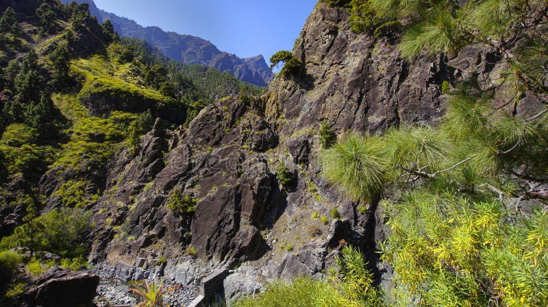 Εθνικό πάρκο Barranco de las Angustias Caldera de Taburiente Ισπανία στοκ φωτογραφίες