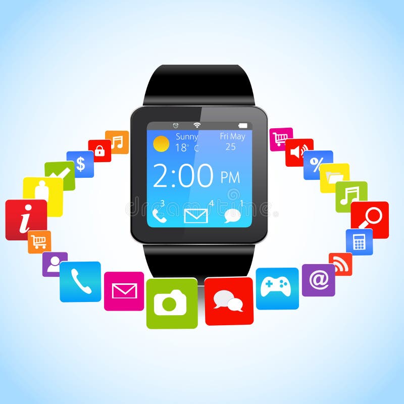 Εικονίδια Smartwatch και εφαρμογής απεικόνιση αποθεμάτων