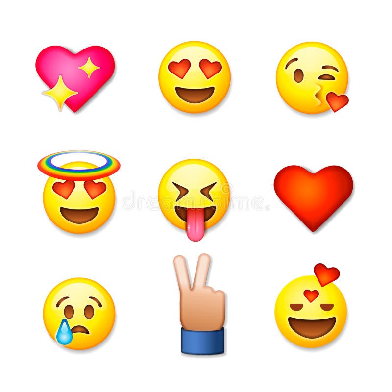 Εικονίδια ημέρας βαλεντίνων emoticon, σύνολο emoji αγάπης διανυσματική απεικόνιση Εικονίδια ημέρας βαλεντίνων emoticon, σύνολο emoji αγάπης διανυσματική απεικόνιση