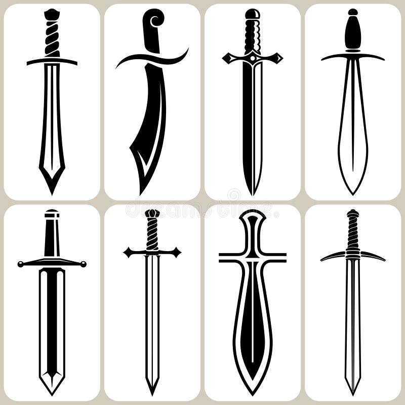 9 Sword Icons Set Illustration. 9 Sword Icons Set Illustration