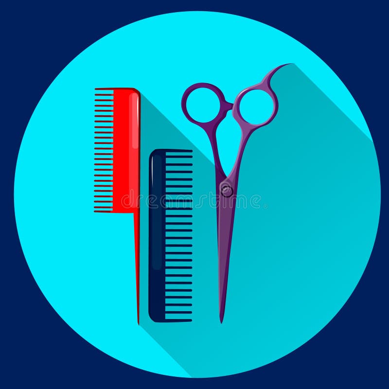 Comb and scissors icon flat. Modern style. Vector illustration. Barber`s equipment. Comb and scissors icon flat. Modern style. Vector illustration. Barber`s equipment.