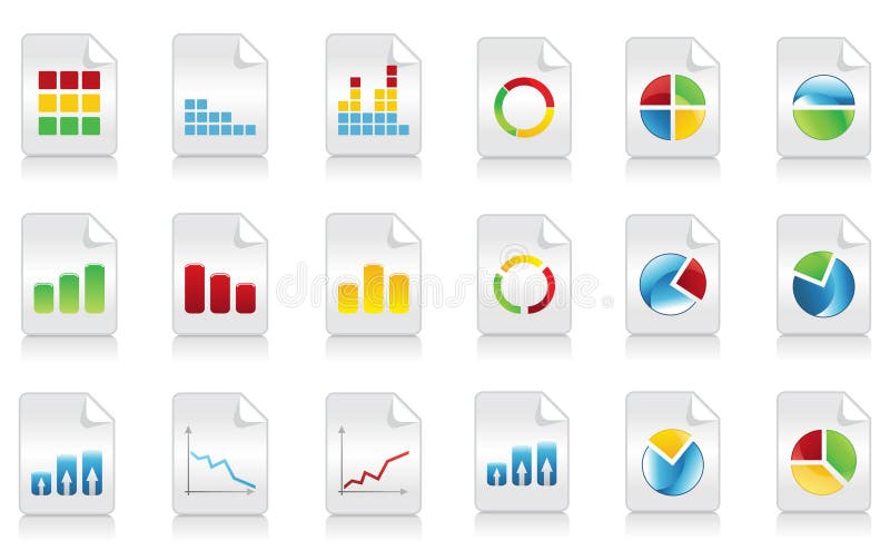 Icons of various schedules and diagrammes. A illustration. Icons of various schedules and diagrammes. A illustration