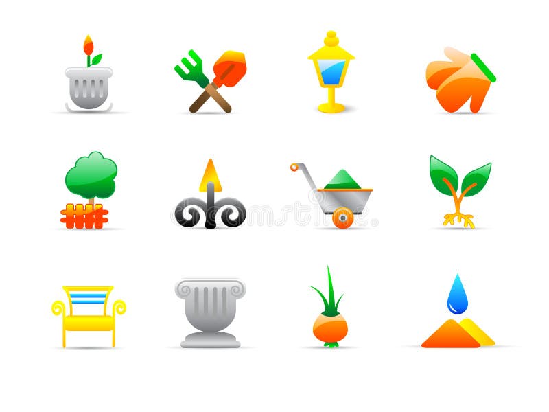 Set of 12 colorful garden icons. Set of 12 colorful garden icons