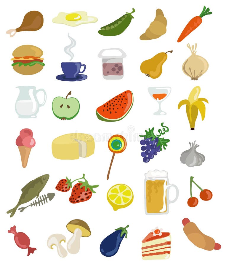 Large amount of food and beverage vector icons. Large amount of food and beverage vector icons