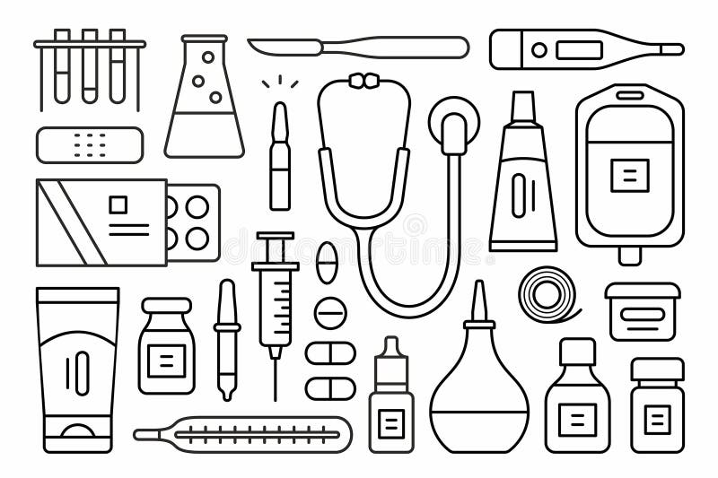 Ιατρικά και εικονίδια υγειονομικής περίθαλψης διανυσματική απεικόνιση