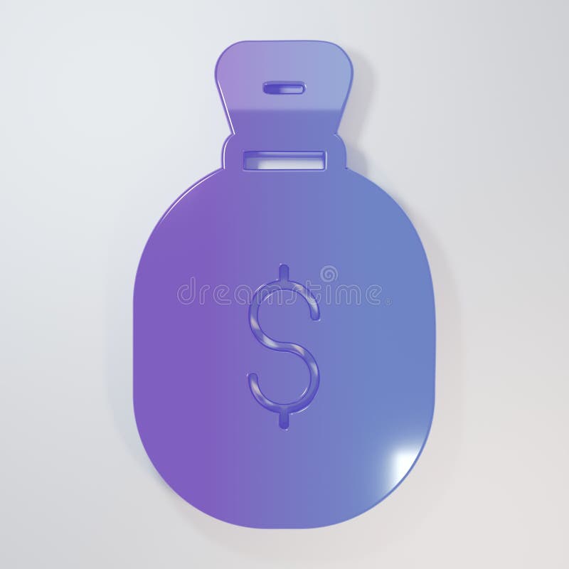 Εικονίδιο Purpleblue Money bag απομονωμένο στο γκρι φόντο. σύμβολο δολαρίου ή δολαρίου ΗΠΑ. Ταμειακό σύμβολο νομίσματος. Μινιμαλισ διανυσματική απεικόνιση