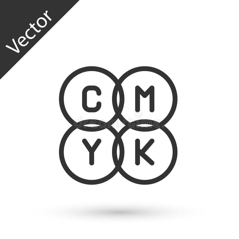 εικονίδιο ανάμειξης χρώματος γκρι γραμμής cmyk απομονωμένο σε λευκό φόντο. διάνυσμα ελεύθερη απεικόνιση δικαιώματος