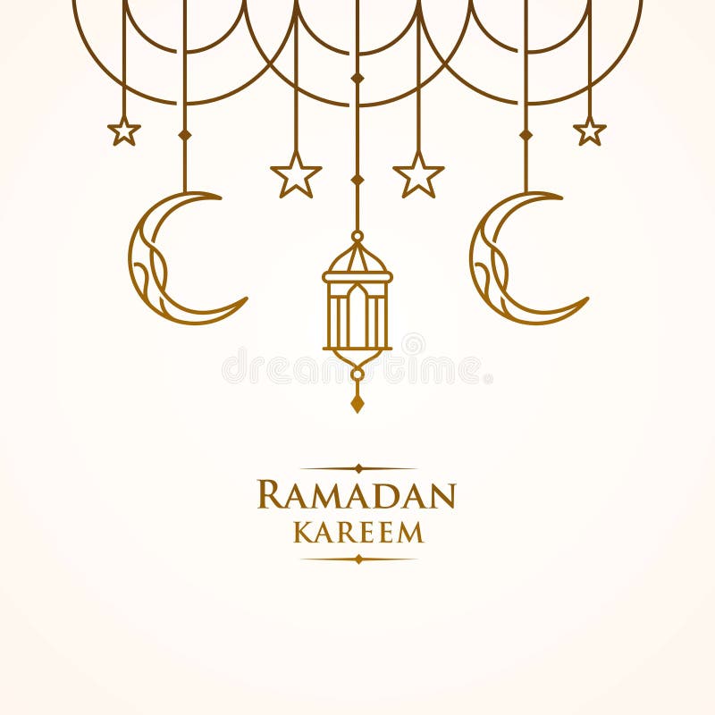 Εικονίδιο γραμμής χαιρετισμού Ramadan Kareem ελάχιστος και απλός σχεδιασμός διανύσματος με όμορφα λαμπερά φανάρια και κομψό μισοφ ελεύθερη απεικόνιση δικαιώματος