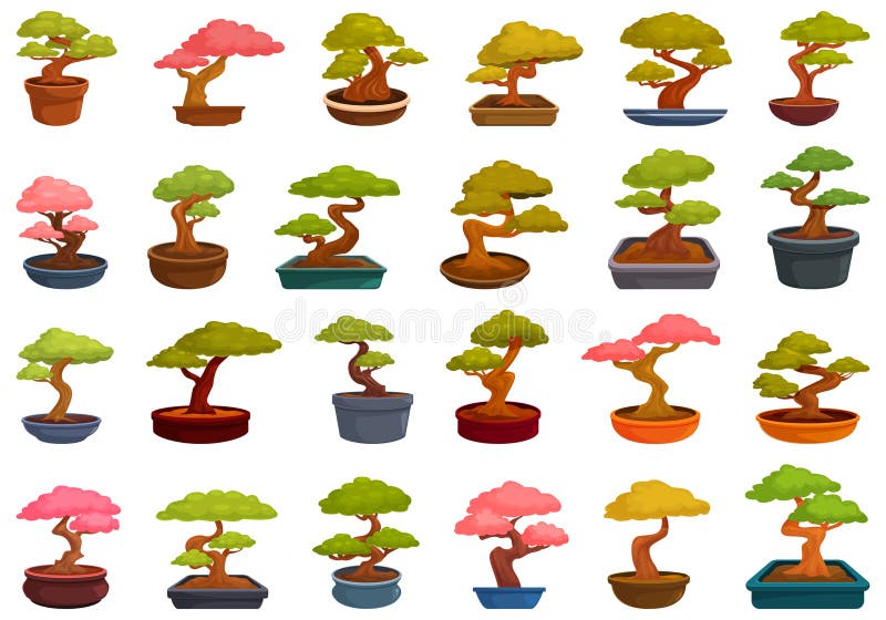 εικονίδιο δέντρου bonsai ορισμός διανύσματος κινουμένων σχεδίων. ιαπωνικό φυτό διανυσματική απεικόνιση