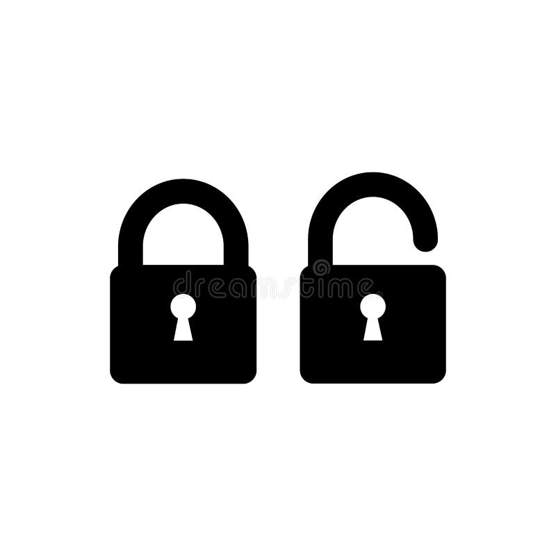 Lock icon. Security padlock - locked and unlocked Icons. Simple sign in flat style isolated on white background. Security symbol for web site design, logo, app, UI. Vector illustration,. Lock icon. Security padlock - locked and unlocked Icons. Simple sign in flat style isolated on white background. Security symbol for web site design, logo, app, UI. Vector illustration,