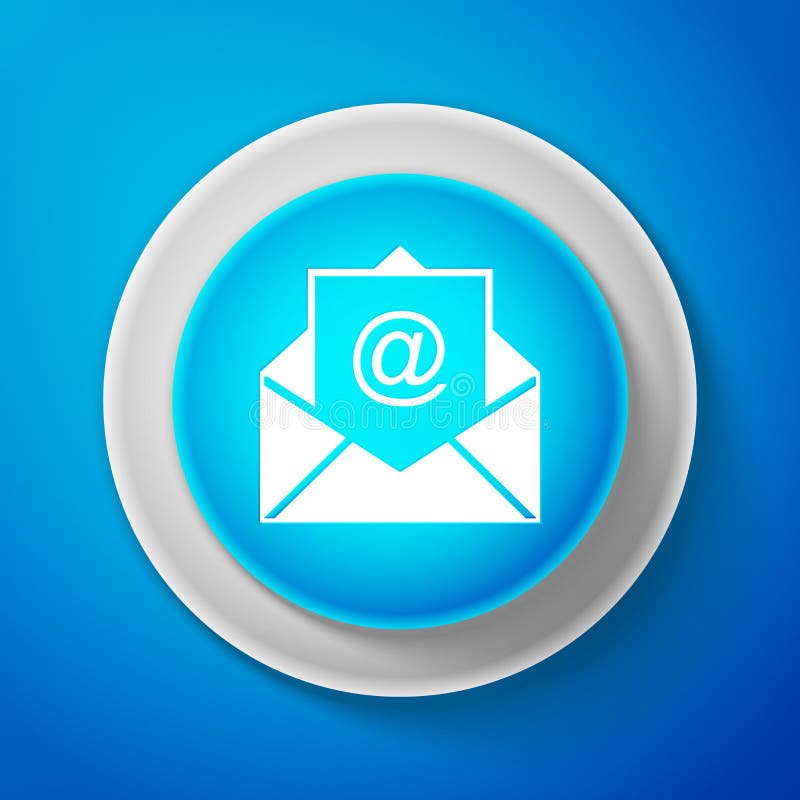 εικονίδιο λευκής αλληλογραφίας και email απομονωμένα σε μπλε φόντο. μήνυμα ηλεκτρονικού ταχυδρομείου συμβόλου. σήμα μηνύματος ηλεκ απεικόνιση αποθεμάτων