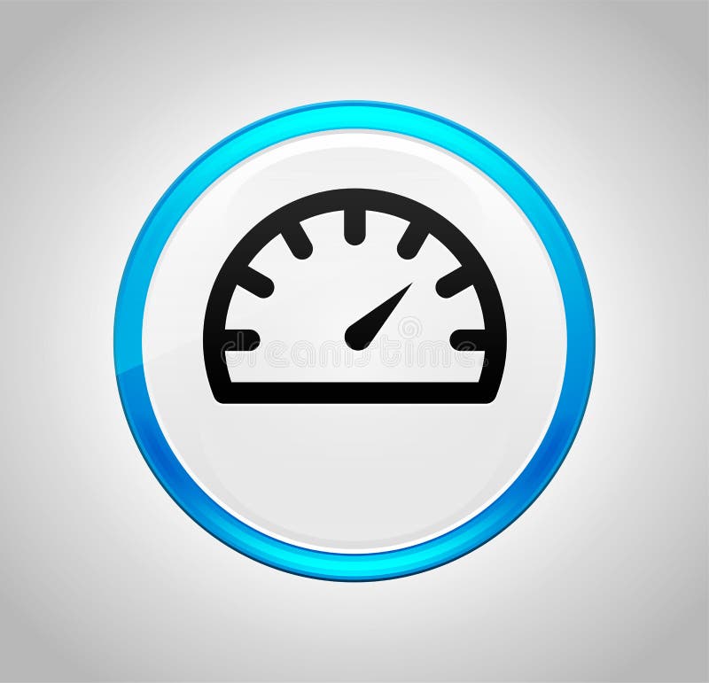 Εικονίδιο μετρητών ταχυμέτρων γύρω από το μπλε κουμπί ώθησης ελεύθερη απεικόνιση δικαιώματος Εικονίδιο μετρητών ταχυμέτρων γύρω από το μπλε κουμπί ώθησης ελεύθερη απεικόνιση δικαιώματος